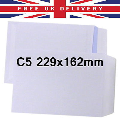 C5/A5 229x162mm White Plain Envelopes 5 10 20 50 100 Folded A4 Self Seal Letter • 2.29£