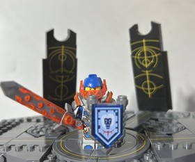 Lego Clay Trans-Neon Orange Visor Nexo Knights Minifigure with shield and sword