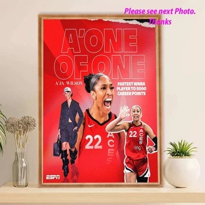 Póster de registro de la WNBA de A'ja Wilson, 5000 puntos más rápido, decoración de arte de pared de baloncesto - Imagen 1 de 8