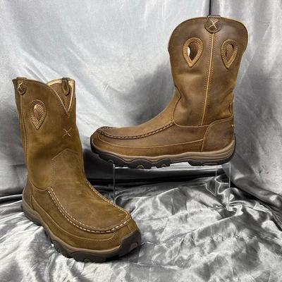 Twisted X Men's 13 Distressed Saddle Hiker Boot Pull On Moc Toe 11" Tall MHKB002 - Image 1 of 4