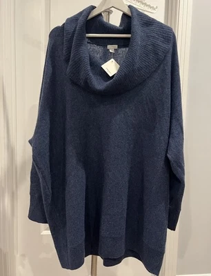 Nuevo suéter halógeno 100 % cachemir para mujer 2X cuello capucha azul marino Foto 1 de 4