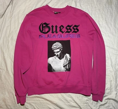 Guess x Pleasures Size Large Fuchsia Sweatshirt - Image 1 of 4