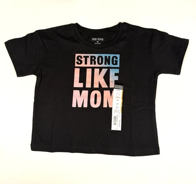 Camiseta negra Okie Dokie para niños pequeños 3T fuerte como mamá tema niños niñas camiseta gráfica Foto 1 de 3