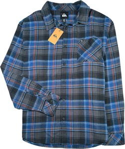 Camicia Quiksilver manica lunga in flanella - nuova con etichetta uomo grande blu/multi - #47872-K10 - Foto 1 di 1