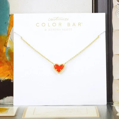 Collar Kendra Scott Pequeño Ari Corazón Rojo Ilusión Chapado en Oro Nuevo sin Etiquetas Foto 1 de 4