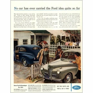 1941 Ford: No Car Has Ever Carried the Ford Idea Quite So Far Vintage Print Ad - Picture 1 of 1