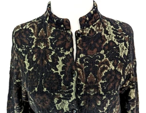 Cárdigan Suéter Vintage Años 60 JANTZEN Mujer Marrón Negro Texturizado Floral 38 se adapta a S/M* - Imagen 1 de 9
