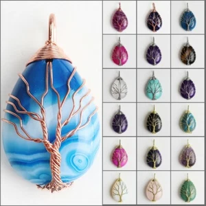 Colgante Chakra Árbol de la Vida Árbol de la Vida con Lágrima Natural Lágrima Oro Plata Rosa Oro - Imagen 1 de 88