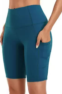 Damen kurze Yoga Seitentaschen hohe Taille Training Laufshorts - Bild 1 von 12