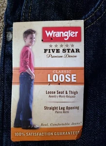 Wrangler Five Star Boys 12 Slim Adjustable Waist Jeans Straight Leg Loose NWT *A - Picture 1 of 9