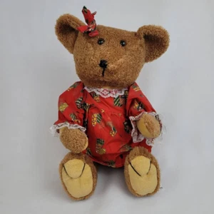 Zuckerhut Plüsch Braunbär rot Weihnachten Kleid & Schleife Stofftier Stoßanhänger 13 Zoll - Bild 1 von 10