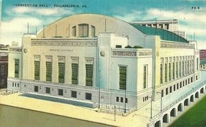 Postkarte Pennsylvania, PA. "Convention Hall." Philadelphia, PA. Leinen verschickt A07 - Bild 1 von 2