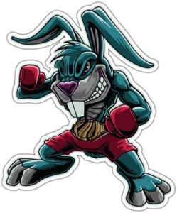 The Bunny Boxing Rabbit Hare MMA Fighter Car Bumper Window Sticker Decal 4"X5" - Bild 1 von 1