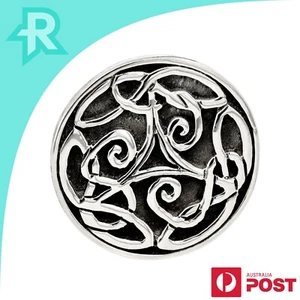 Celtic Knot Oxidised Circular Disc Sterling Silver 925 Pendant - Picture 1 of 6
