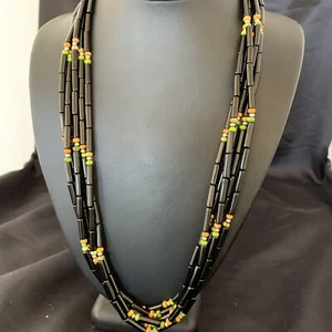 Turquoise Onyx & Spiny Oyster Navajo Sterling Silver Necklace 10922 - Picture 1 of 12