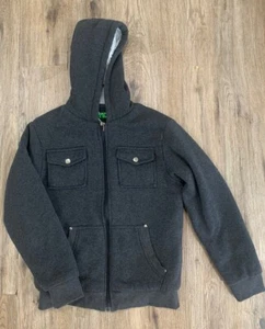 RND Boys Charcoal Gray Sherpa Lined Sweatshirt Hoodie Jacket Large (16-18) - Picture 1 of 14