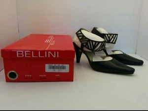 BELLINI HIGH HEEL SHOES, BLACK, SIZE 9W, ANKLE STRAP WITH ZIPPER, NIB - Picture 1 of 9
