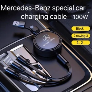 3 in 1 USB To Type C Fast charge PD Stretch Car Charging Cable For Mercedes-Benz - Picture 1 of 8
