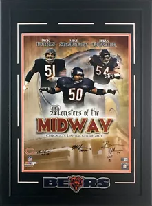 Butkus, Singletary, Urlacher firmato Chicago Bears 16x20 foto incorniciata TRISTAR - Foto 1 di 2