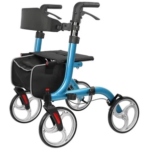 Healconnex Folding Rollator Walkers for Seniors w/Seat & 10" Wheels - Blue - Picture 1 of 6