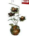 Vintage Brass Copper Flower Pot Music Box Sankyo Japan Rose Rotating Butterfly