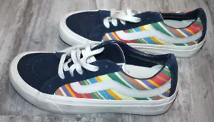 Vans Old Skool Low Top Navy Blue & Multicolor Striped Mens Sz 6.5/Women's Sz 8 - Picture 1 of 5