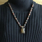 Handmade Carved Turtle Stone Brown Wood Beads 16” Necklace