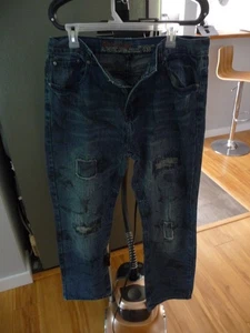 DENIM&RIVETS VERY DISTRESSED MEN STRAIGHT LEG JEANS NEW NO TAGS SIZE 34 - Picture 1 of 10