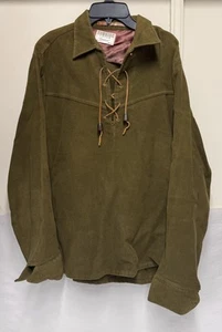 Vintage 60s 70s Rawhide Lacer By Campus Wool Shirt Medium 15/15.5  Green Awesome - Picture 1 of 5