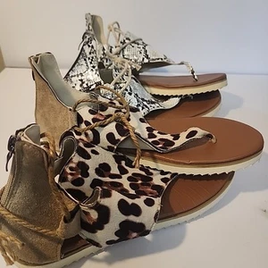 Sandals Animal Print Women Size 9 Back Zip 2 Pairs - Picture 1 of 8