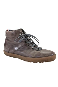 Moncler Mens Leather Lace Up High Top Sneakers Taupe Brown Size 42 - Picture 1 of 19