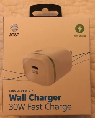 NEW OEM AT&T Single USB-C Port 30W Power Delivery Fast Wall Charger Block White - Image 1 of 2