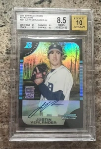 2005 JUSTIN VERLANDER BOWMAN CHROME REFRACTOR AUTO RC #331 - BGS 8.5  - 448/500 - Picture 1 of 2