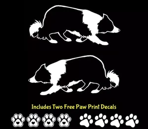 Border Collie Herding Two PK 7" White Vinyl Decals Windows Car Truck RV Camper - Picture 1 of 2