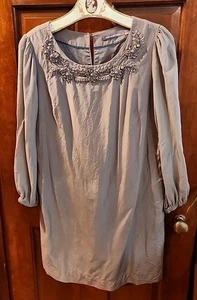 Boden Limited Edition hellbraunes Kleid mit Blumenverzierung Baumwolle/Seide gefüttert Gr. 12 - Bild 1 von 23