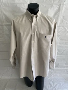 Polo Ralph Lauren Shirt Men’s Large Big Shirt Long Sleeve Cotton Beige MINT‼️ # - Picture 1 of 8