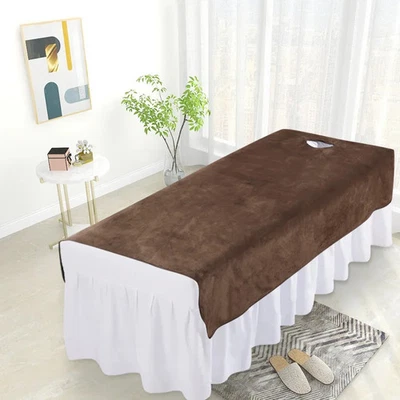 Sábana de mesa de masaje de terciopelo macizo SPA cubierta de cama sábanas de salón con/sin orificio facial Foto 1 de 4