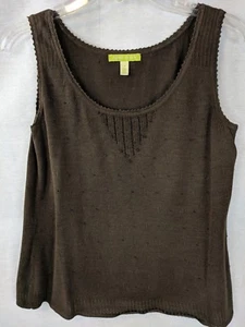 SIGRID OLSEN Womens Silk Blend Beaded Thin Knit Brown Sweater Top Shirt SZ M - Bild 1 von 4
