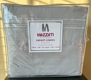 Mezzati Luxury Linens Queen Bed Sheet Set Prestige 1800 Collection New Sliver - Picture 1 of 3