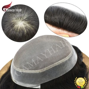 Mens Toupee Hairpiece Mono Poly Around Hair Replacement System for Men Wig Units - Picture 1 of 78