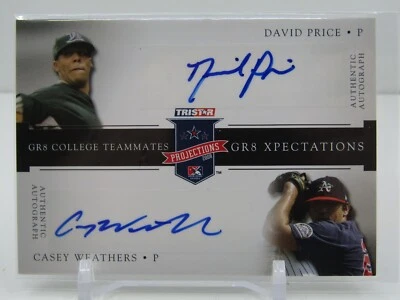 DAVID PRICE/CASEYWEATHERS 2008 TRISTAR ДВОЙНОЙ ПЕРСПЕКТИВА АВТОГРАФЫ! #26/50! - Изображение 1 из 2