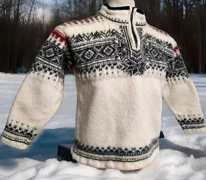 Dale Of Norway Jumper Womens 1/4 Zip Pure 100% Lambswool Premium Smock UK Small - Picture 1 of 15