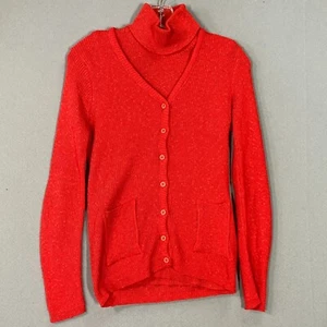 VTG Womens Small Turtleneck Sweater Set Cardigan Sears 70s Red Size 34 Small - Picture 1 of 10