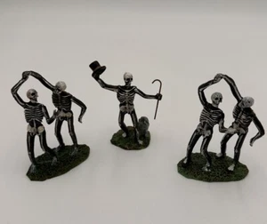 2007 Vintage Lemax Halloween Spooky Town Collection Dancing Skeletons Top Hat - Picture 1 of 5