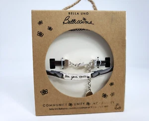 Bella Uno Bellissima Recycled Silver Plated Use Your Voice Leather Bracelet - Picture 1 of 5
