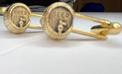 Gemelos de barril de cerveza tono dorado Swank vintage raros Foto 1 de 4