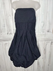 WOMENS TORRID NAVY BLUE WHITE SWISS DOT STRAPLESS COTTON TIERED BUBBLE DRESS 20 - Picture 1 of 18