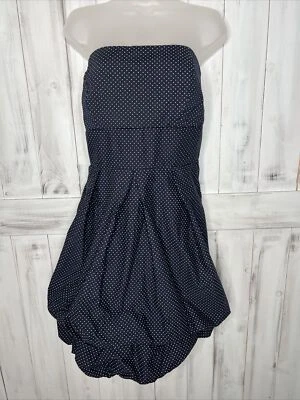 VESTIDO MUJER TÓRRIDO AZUL MARINO BLANCO PUNTO SUIZO SIN TIRANTES ALGODÓN ESCALONADO BURBUJA 20 Foto 1 de 4