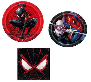 Party Tableware Supplies Spiderman & Friends Decorations 16x Plates & 16x Napkin - Picture 1 of 5