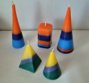 Duftkerzen mehrfarbig Kegel, Quader, Pyramide, Geschenk handgegossen - Bild 1 von 12